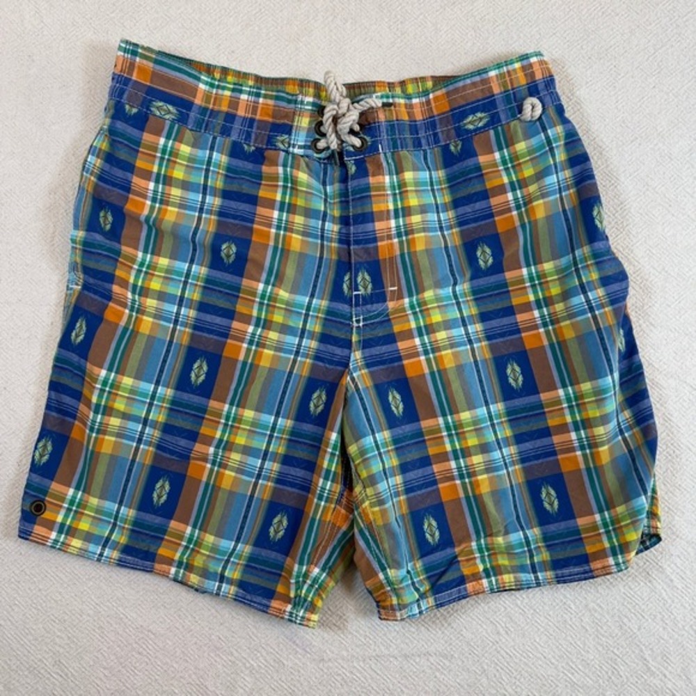Polo Ralph Lauren Plaid Swim Trunks Mens Medium Drawstring Swimsuit‎ Shorts